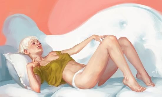 美国流行的手绘招贴画走进美女闺房3